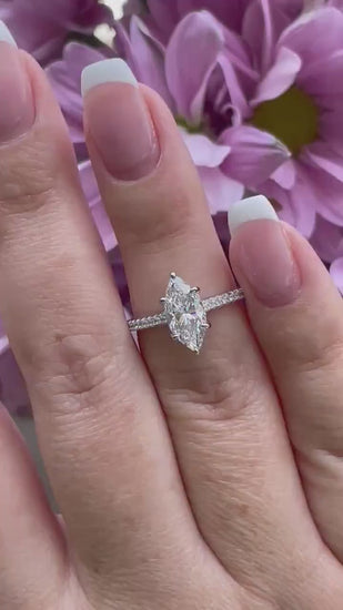 Marquise cut engagement ring. 1.5CT marquise cut CZ  diamond engagement ring in sterling silver 925  with rhodium, 14K yellow gold,rose gold