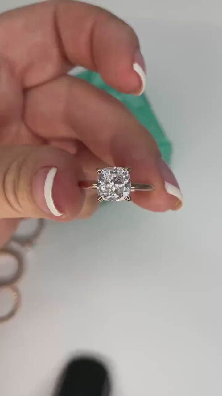 New In! Rose Gold over Sterling Silver 925 3CT Cushion cut engagement ring with the finest 5A CZ diamond, promise ring
