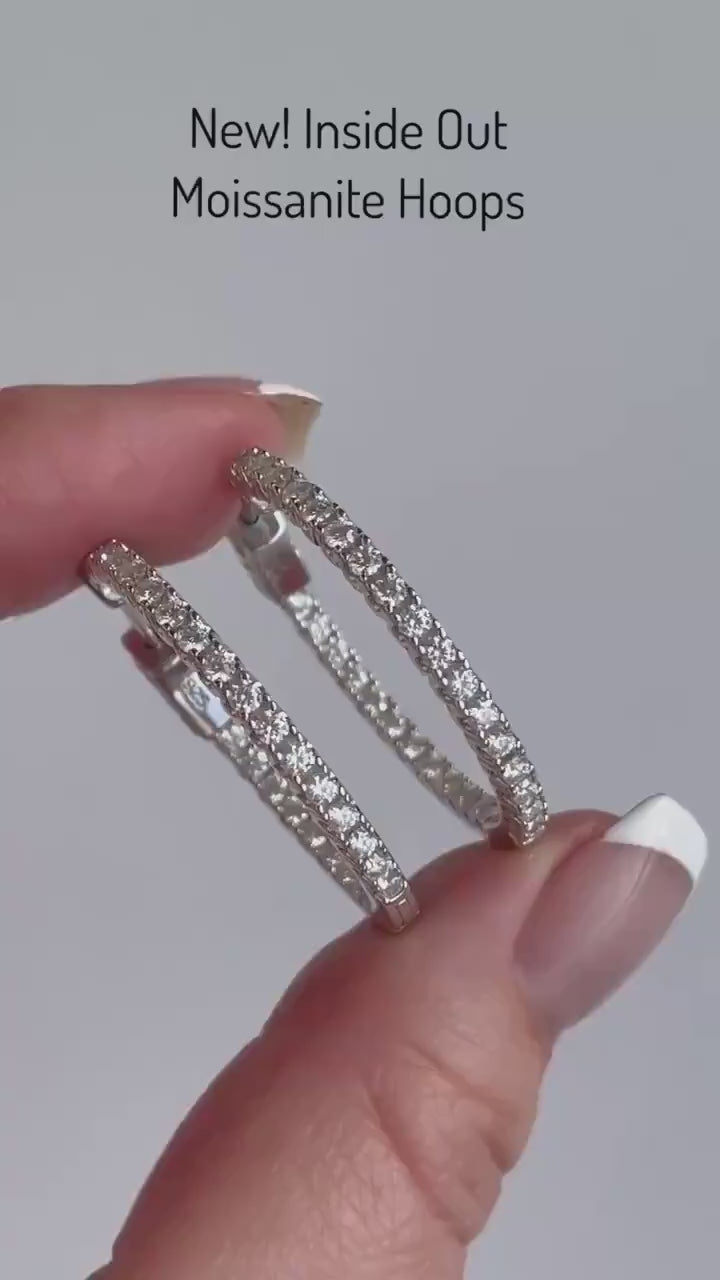 5CT Moissanite Hoops Earrings  Sterling Silver 925 hoops, moissanite earrings