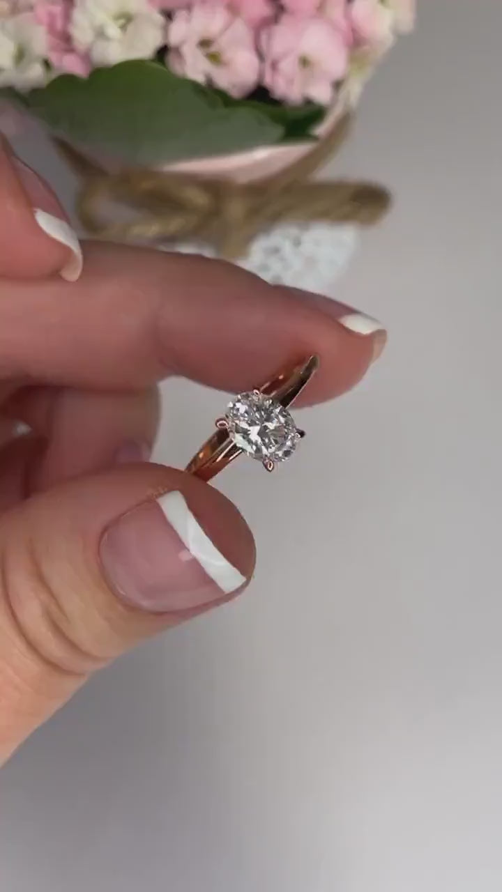 1.5CT oval moissanite engagement ring. , Rose Gold over Sterling Silver 925 Engagement Ring with 1.5CT oval cut CZ diamond or moissanite