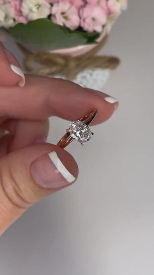 1.5CT oval moissanite engagement ring. , Rose Gold over Sterling Silver 925 Engagement Ring with 1.5CT oval cut CZ diamond or moissanite