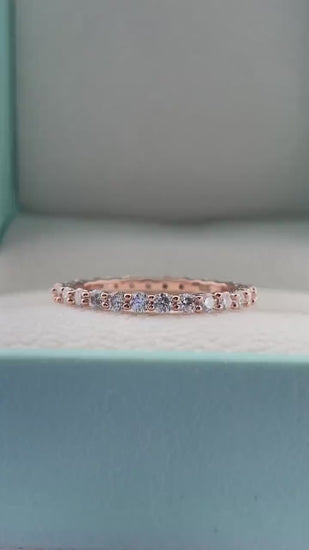 The Scarlett. Rose gold over Sterling Silver 925 2mm full eternity band with Finest Simulated Diamonds