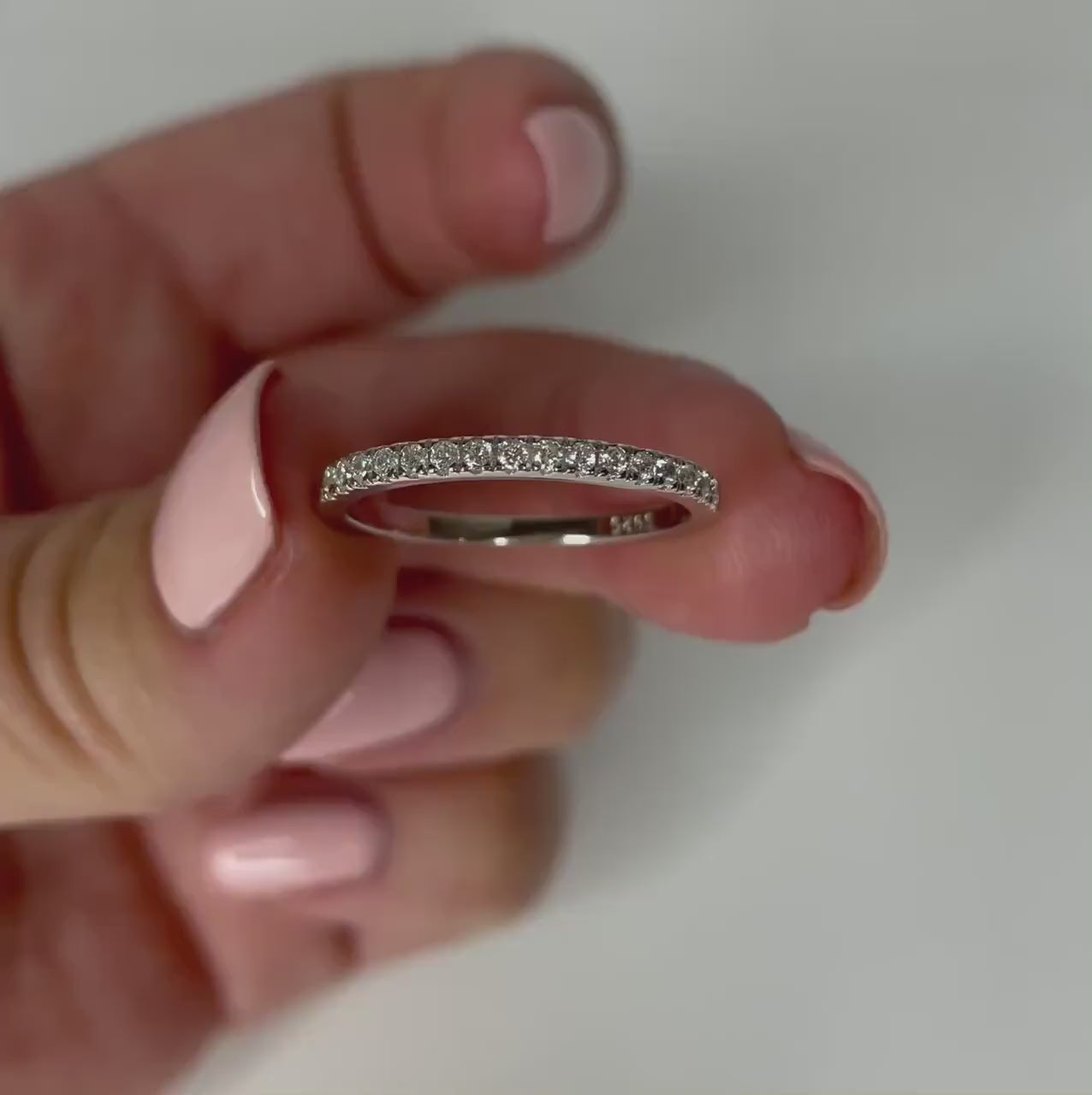 Moissanite Band, 2mm sterling silver 925 moissanite band , rose gold, yellow gold vermeil Half Eternity Band with the Finest Moissanite