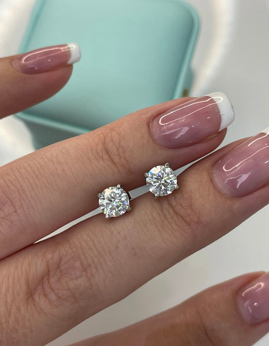 Moissanite stud earrings.