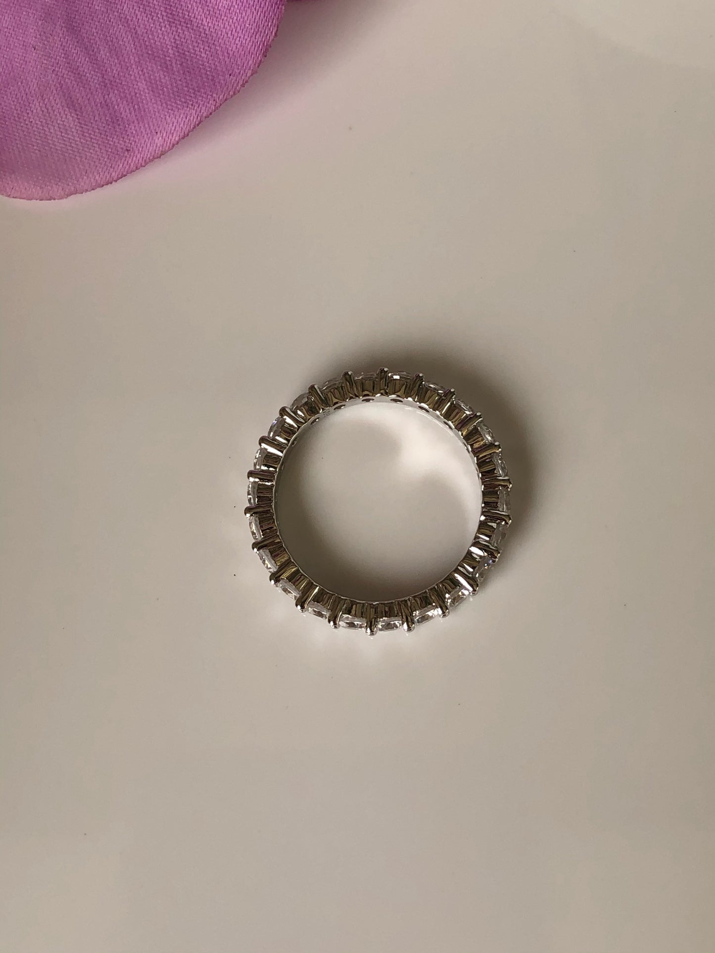 Sterling Silver 925 Full Eternity Wedding Band With Simulated Diamonds